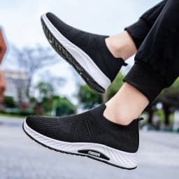 Men Slip‑on Flying‑knit Sneakers Breathable Mesh Lightweight Walking Loafers Casual Shoes