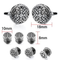 Antique Gold Silver Cufflinks and Tuxedo Studs Set Vintage Enamel Hollow Royal Pattern High End Mens Jewelry Gifts for Wedding