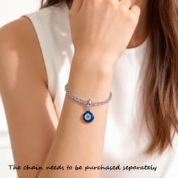 Nazar Eye Solid 925 Sterling Silver Dangle Charm Protection Pendant Women Summer Fine Jewelry