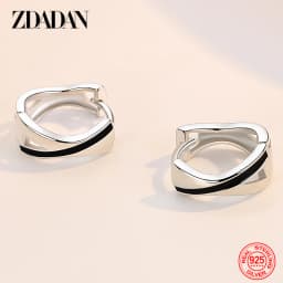ZDADAN 925 Sterling Silver Geometric Hoop Earrings For Women Fashion Jewelry Accessories