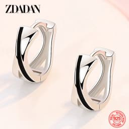 ZDADAN 925 Sterling Silver Geometric Hoop Earrings For Women Fashion Jewelry Accessories
