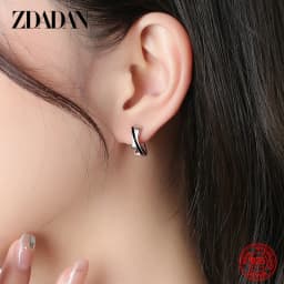 ZDADAN 925 Sterling Silver Geometric Hoop Earrings For Women Fashion Jewelry Accessories