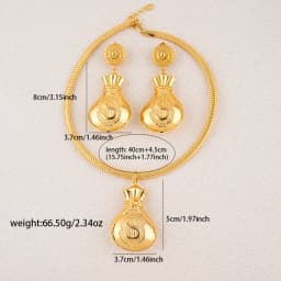 African Jewelry Set Irregular Design Hoop Earrings and Pendant 2PCS Set for Weddings Bridal Necklace Earrings Accessory