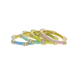 CZ Stacking Band Ring Gold Color Pastel Enamel Sparking Cubic Zirconia Eternty Rings