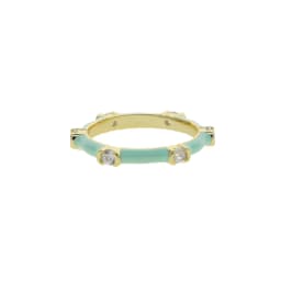 CZ Stacking Band Ring Gold Color Pastel Enamel Sparking Cubic Zirconia Eternty Rings