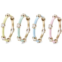 CZ Stacking Band Ring Gold Color Pastel Enamel Sparking Cubic Zirconia Eternty Rings
