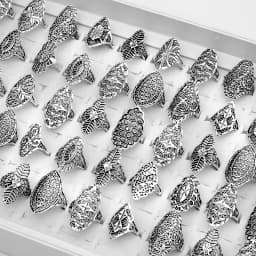 Wholesale 50pcs/lot Hollow Heart Love Crown Flower Mix Style Fashion Finger Rings for Women Wedding Gift Jewelry