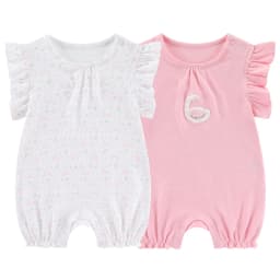 Kiddiezoom 2 Pcs/Lot Summer Cute Cartoon Short Sleeve Baby Boy Girl Rompers 100%Cotton Newborn Jumpsuit Clothing