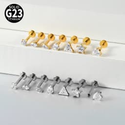 7Pcs Mixed Styles G23 Titanium Internally Thread Labret Stud Marquise White CZ Cartilage Tragus Helix Lobe Piercing Body Jewelry