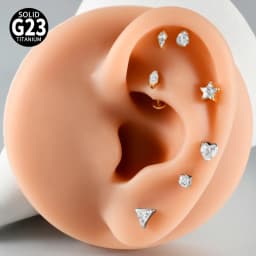 7Pcs Mixed Styles G23 Titanium Internally Thread Labret Stud Marquise White CZ Cartilage Tragus Helix Lobe Piercing Body Jewelry