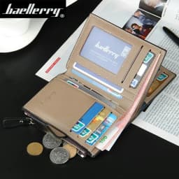 Short Luxury Men Wallets Zipper Coin Pocket Card Holder Male Wallet Clutch Photo Holder Name Engraved Brand Man Wallet