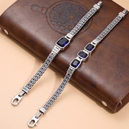 HX Silver Color Couple's Handmade Woven Bracelet Made Old 5MM Vintage Bracelet Men's Personalized Jewelry
