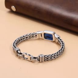 HX Silver Color Couple's Handmade Woven Bracelet Made Old 5MM Vintage Bracelet Men's Personalized Jewelry