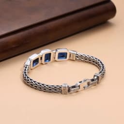 HX Silver Color Couple's Handmade Woven Bracelet Made Old 5MM Vintage Bracelet Men's Personalized Jewelry