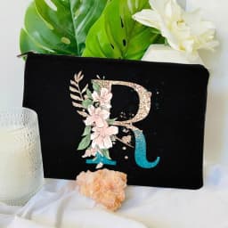 Gradient Initial Makeup Zipper Bags Fashion Travel Toilet Lipstick Pouch Bag Bachelorette Party Bridesmaid Cosmetic Clutch Purse