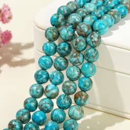 Natural South African Blue Turquoise Bead Round Loose Spacer Bead For Jewelry Making Diy Necklace Bracelet Accessory Needlework