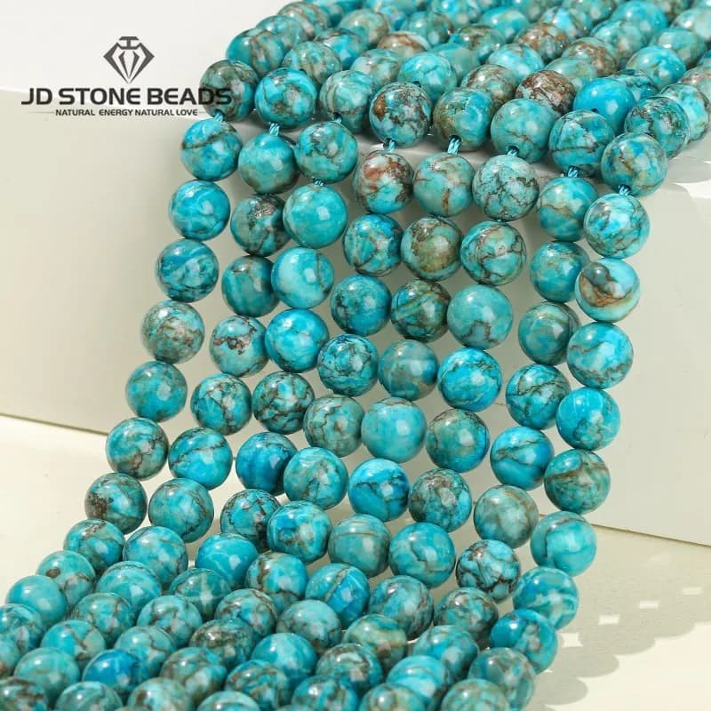 Natural South African Blue Turquoise Bead Round Loose Spacer Bead For Jewelry Making Diy Necklace Bracelet Accessory Needlework