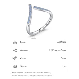Modian 925 Sterling Silver Simple Geometric Blue Opal Adjustable Ring For Women Pave Setting Exquisite Wedding Fine Jewelry Gift