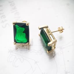 Stud Earrings Green Stone Golden Vintage Jewerly For Women 2022 Charms Elegant Design Gift In 925 Sterling Silver