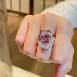 Charms Pink Quartz Wedding Flower Rings Women's 925 Sterling Silver Jewelry Romantic Gemstone Engagement Anniversary Party Gift