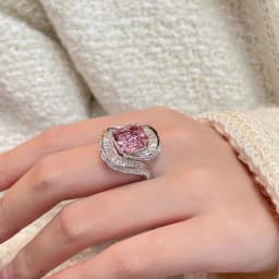 Charms Pink Quartz Wedding Flower Rings Women's 925 Sterling Silver Jewelry Romantic Gemstone Engagement Anniversary Party Gift