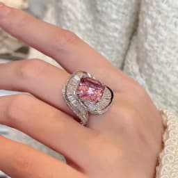 Charms Pink Quartz Wedding Flower Rings Women's 925 Sterling Silver Jewelry Romantic Gemstone Engagement Anniversary Party Gift