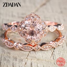 ZDADAN 925 Sterling Silver 18K Rose Gold CZ Rings For Women Wedding Jewelry Party Gift