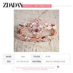 ZDADAN 925 Sterling Silver 18K Rose Gold CZ Rings For Women Wedding Jewelry Party Gift
