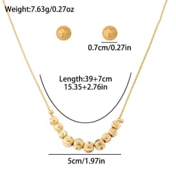 2pcs Jewelry Set for Women Dubai Gold Color Copper Necklace Earrings Pendant for Women Girls Kid Fashion Jewelry Accessory Gift