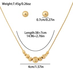2pcs Jewelry Set for Women Dubai Gold Color Copper Necklace Earrings Pendant for Women Girls Kid Fashion Jewelry Accessory Gift