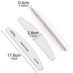 25/50 Pcs Grey Sandpaper Nail File 80 100 180 Grit Buffering Half Moon Pedicure Block Polishing Manicure Tools Nails Accessoires