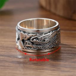 Lucky Dragon Clouds Ring Male Jewelry Rotateable Vintage Personality Men Wide Ring For Boyfriend Finger Accessories Many Sizes