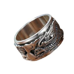 Lucky Dragon Clouds Ring Male Jewelry Rotateable Vintage Personality Men Wide Ring For Boyfriend Finger Accessories Many Sizes
