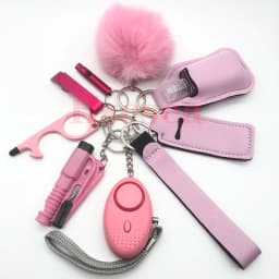 10-12PCS Girl Safety Keychain Supply Self Defense Keychain For Women Bottle Opener Pom Pom Fur Ball Wristlet Card Grabber
