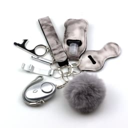 10-12PCS Girl Safety Keychain Supply Self Defense Keychain For Women Bottle Opener Pom Pom Fur Ball Wristlet Card Grabber