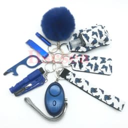 10-12PCS Girl Safety Keychain Supply Self Defense Keychain For Women Bottle Opener Pom Pom Fur Ball Wristlet Card Grabber