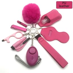 10-12PCS Girl Safety Keychain Supply Self Defense Keychain For Women Bottle Opener Pom Pom Fur Ball Wristlet Card Grabber