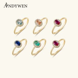 ANDYWEN 100% 925 Sterling Silver Gold Anillo Roseton Aguamarina Blue Champagne Zircon Women Luxury Fine Jewelry Crystal Jewels