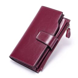 New Rfid Long Women Wallets Clutch Zipper Coin Pocket Female Print Wallet Quality Card Holder Genuine Leather Women Purse