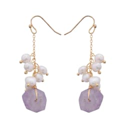 Original Handmade 14K Gold Filled Natural Freshwater Pearl Irregular Amethyst Ladies Drop Earrings Jewelry Women Wedding Gift