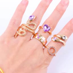 30Pcs/Lot Elegant Fashion Butterfly Colorful Flower Snake Inlaid Rhinestone Rings Romantic Women Proposal Jewelry Party Gifts