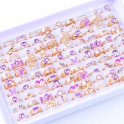 30Pcs/Lot Elegant Fashion Butterfly Colorful Flower Snake Inlaid Rhinestone Rings Romantic Women Proposal Jewelry Party Gifts