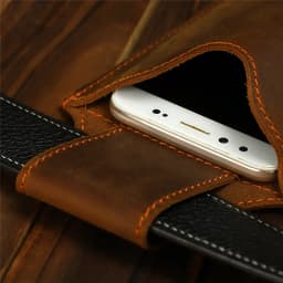 Genuine Leather Phone Pouch Case for 6-7.5inch Cellphone Loop Holster Case Belt Waist Bag Retro Outdoor Phone Wallet Anti-theft
