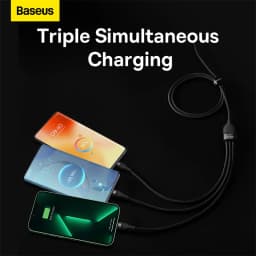 Baseus 3 in 1 USB C Cable for iPhone 13 12 Pro 11 XR Charger Cable 100W Micro USB Type C Cable for Macbook Pro Samsung Xiaomi