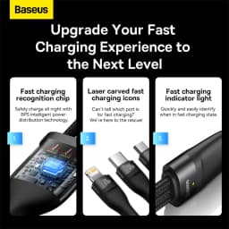 Baseus 3 in 1 USB C Cable for iPhone 13 12 Pro 11 XR Charger Cable 100W Micro USB Type C Cable for Macbook Pro Samsung Xiaomi