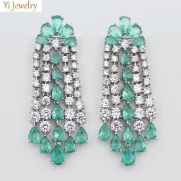 Luxury Women Earrings Long Tassel Party Bridal Wedding Jewelry Green Red Purple Zircon Small Water Drop Earrings for Women Gift