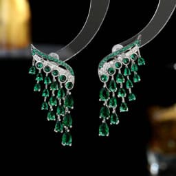 Luxury Women Earrings Long Tassel Party Bridal Wedding Jewelry Green Red Purple Zircon Small Water Drop Earrings for Women Gift