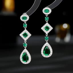 Luxury Women Earrings Long Tassel Party Bridal Wedding Jewelry Green Red Purple Zircon Small Water Drop Earrings for Women Gift