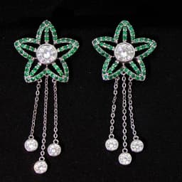 Luxury Women Earrings Long Tassel Party Bridal Wedding Jewelry Green Red Purple Zircon Small Water Drop Earrings for Women Gift