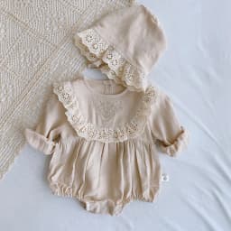 Autumn Spring Baby Girls Clothes Infant Baby Girl Bodysuits+Hat Cotton Flower Embroidery Long Sleeve Newborn Baby Girl Jumpsuit